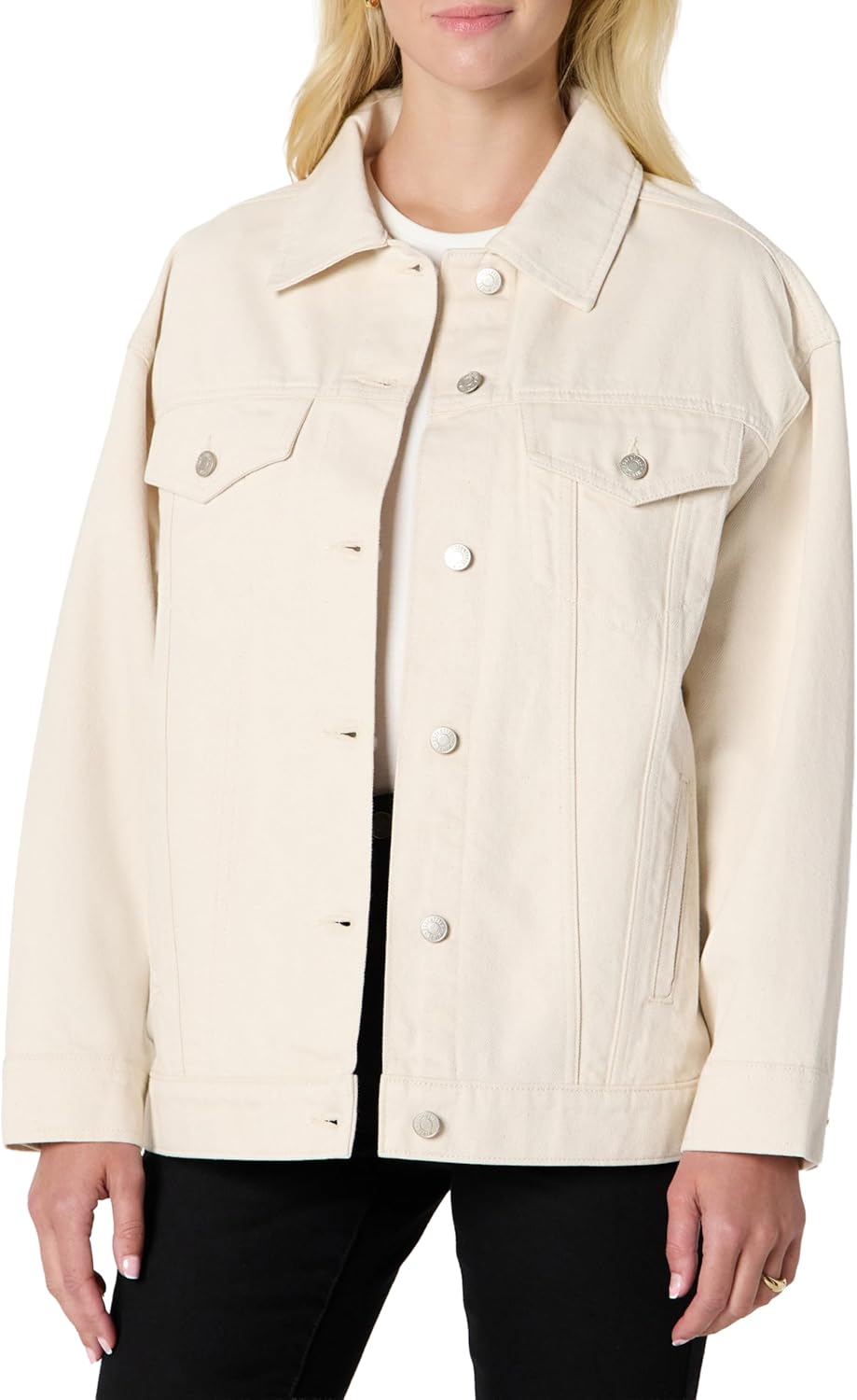 Oversized-Fit Trucker Jacket for Women in Rigid Denim Style