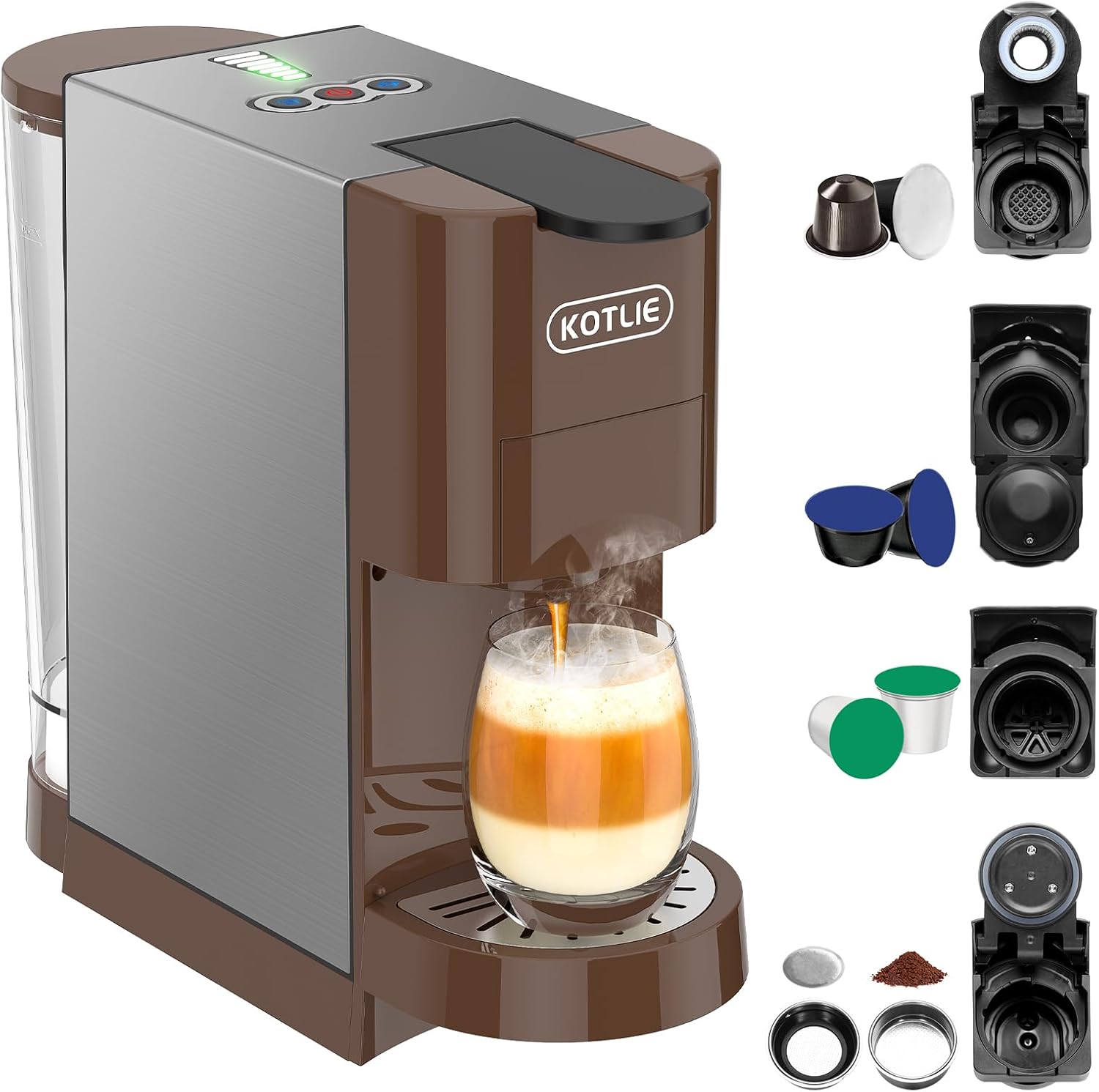 KOTLIE 5in1 Espresso Machine | 19Bar Pressure | Single Serve Coffee Maker