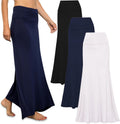 Long Skirts for Women 3 Pack - Soft Fold Over High Waist Maxi