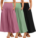 Plus Size Maxi Long Skirts for Curvy Women - 3 Pack Comfortable Ankle