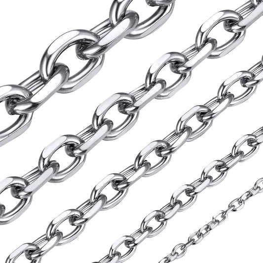ChainsHouse Stainless Steel Cable Chain Necklaces for Men Women