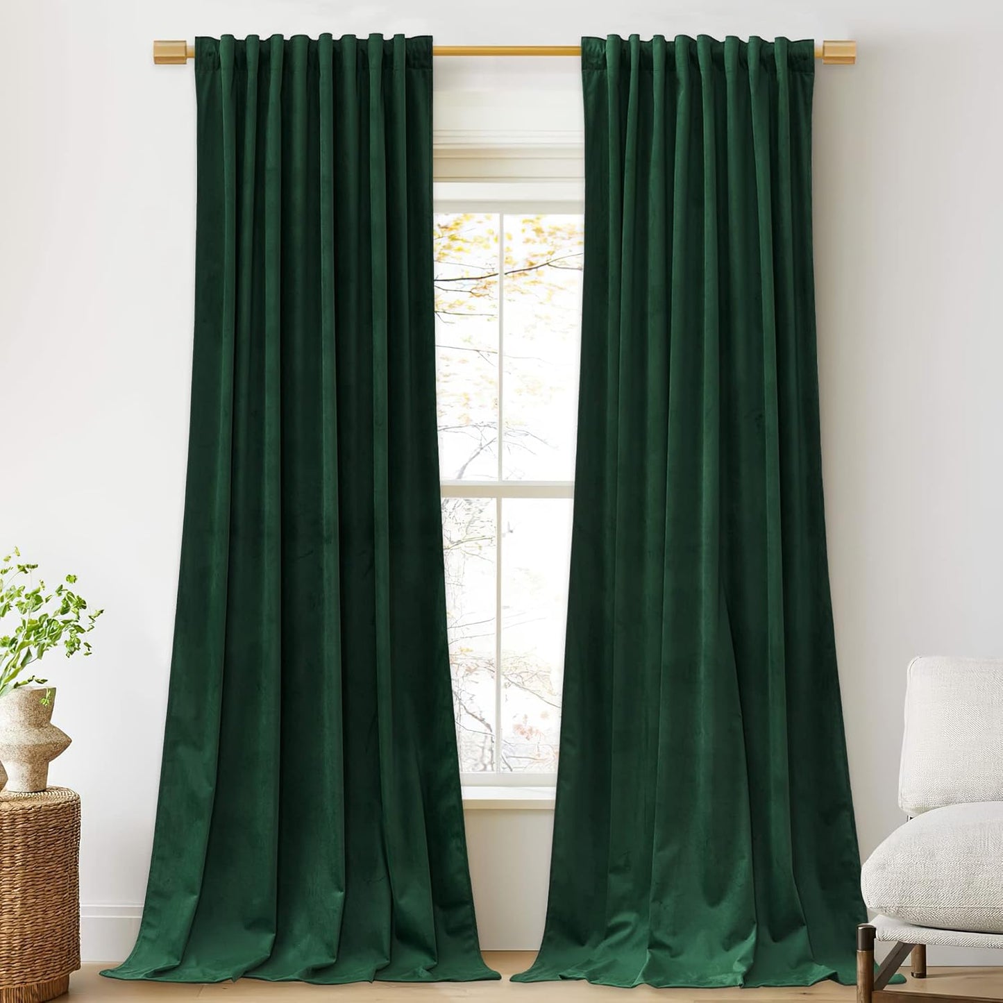 StangH Dark Green Velvet Curtains for Elegant Home Decor