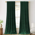 Dark Green Velvet Blackout Curtains 52in x 108in - Thermal Privacy