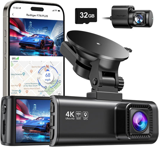 REDTIGER 4K Dash Cam: Free 32GB Card, Wi-Fi, GPS
