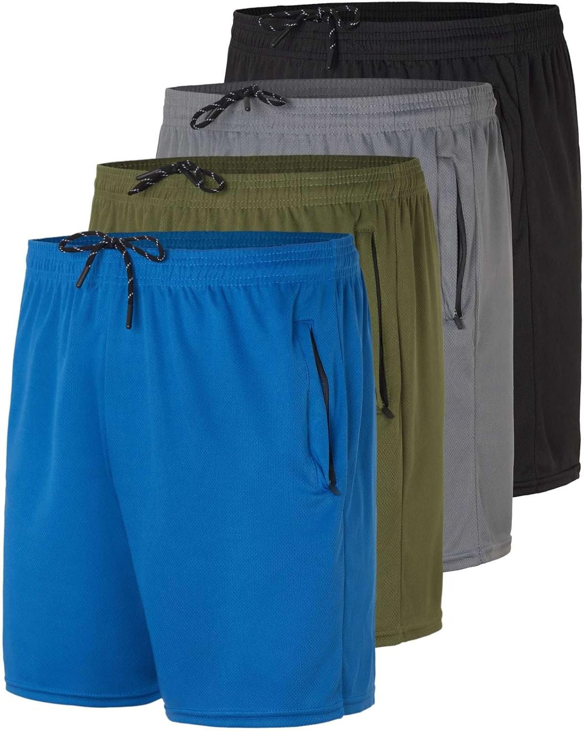 Men's Mesh Athletic Zipper Shorts for Running and Basketball