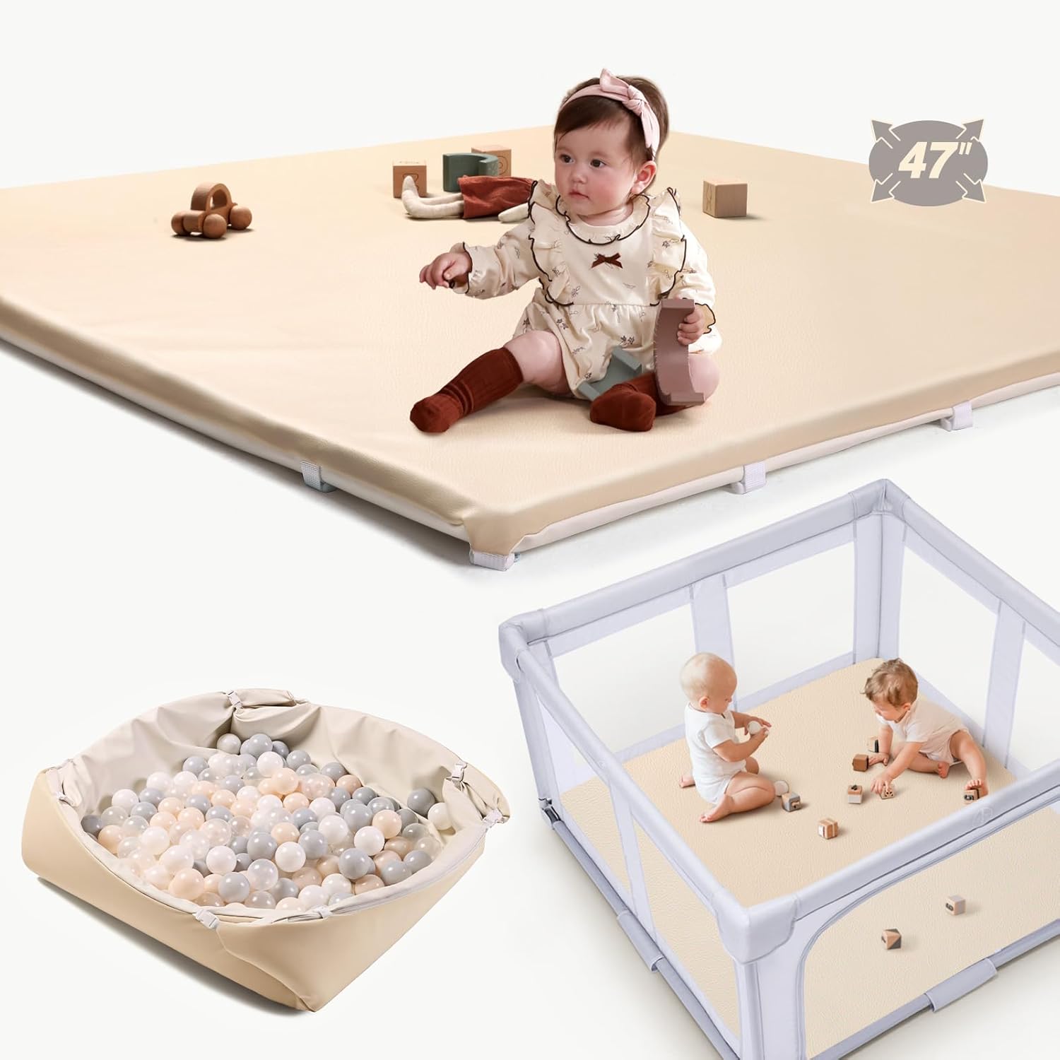 Baby Padded Floor Mat: 2-in-1 Foldable Play Mat for Infants
