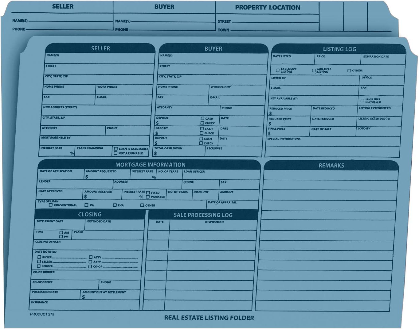 Real Estate Listing Folders with Closing Checklist and Dots