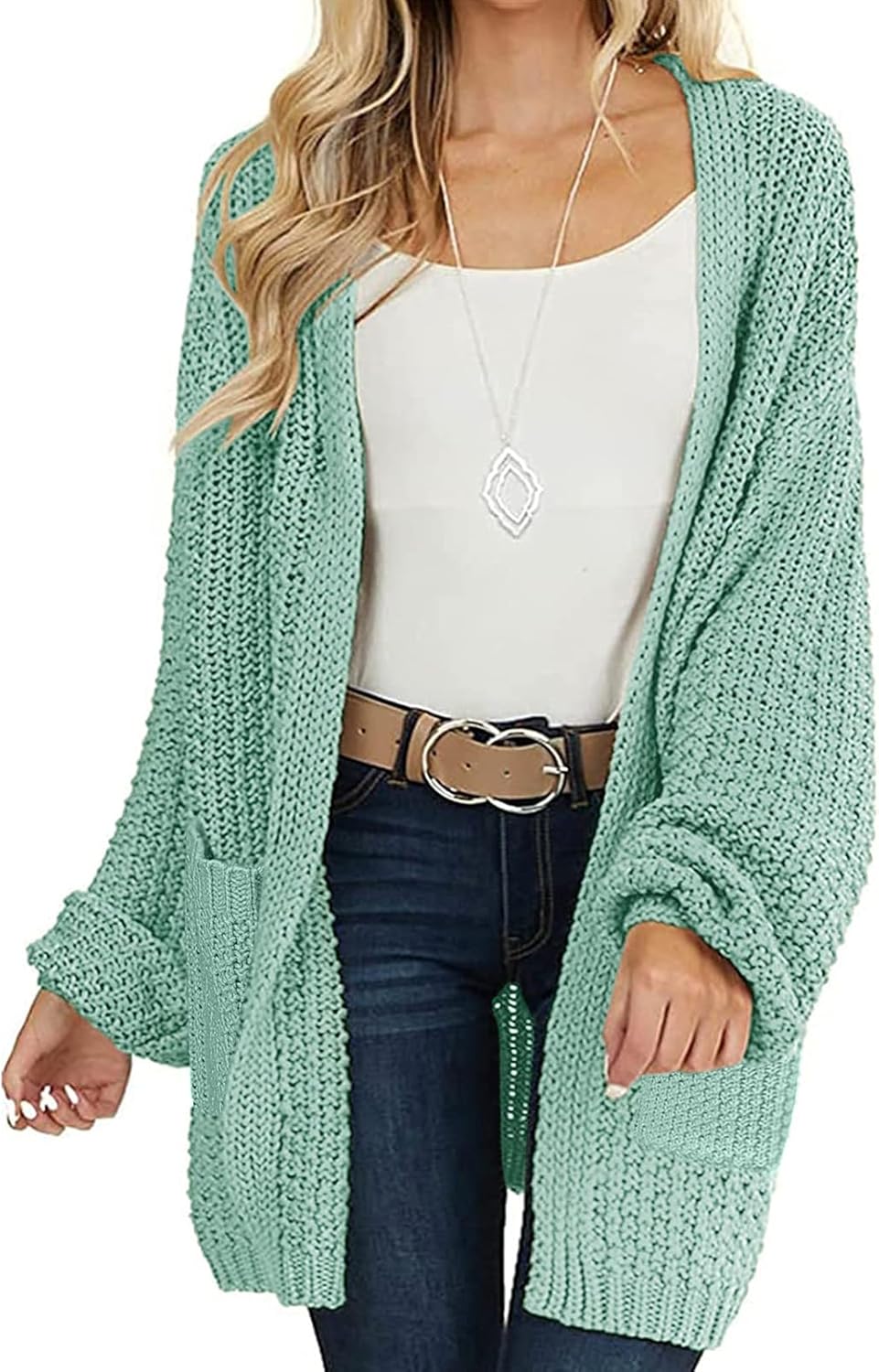 MEROKEETY Women's Open Front Chunky Knit Cardigan for Fall