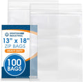 13 x 18 Clear Reclosable Zip Bags (100 Count) - Heavy Duty Seal