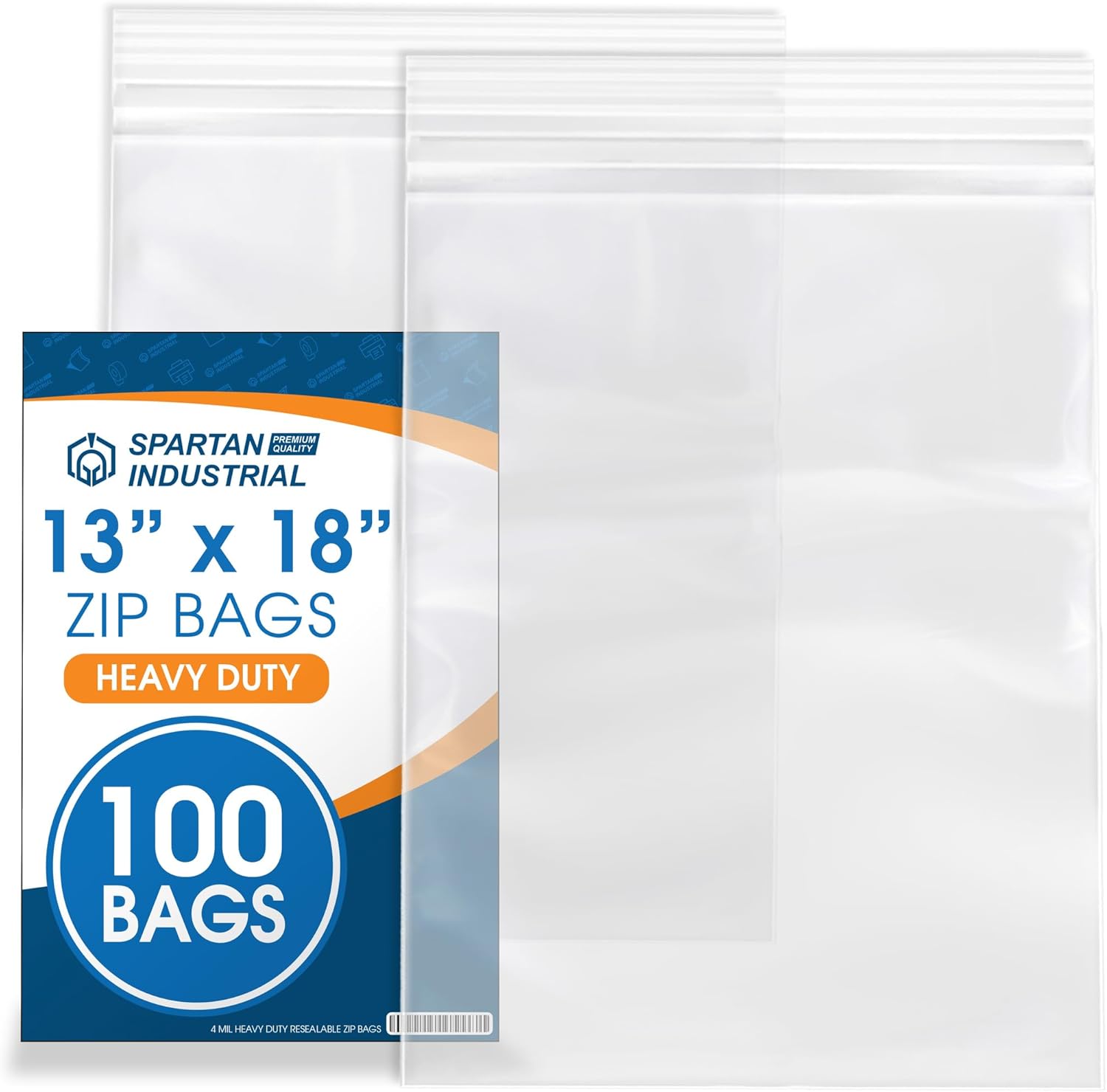 Spartan Industrial 13 X 18 Clear Reclosable Zip Bags - 100 Count