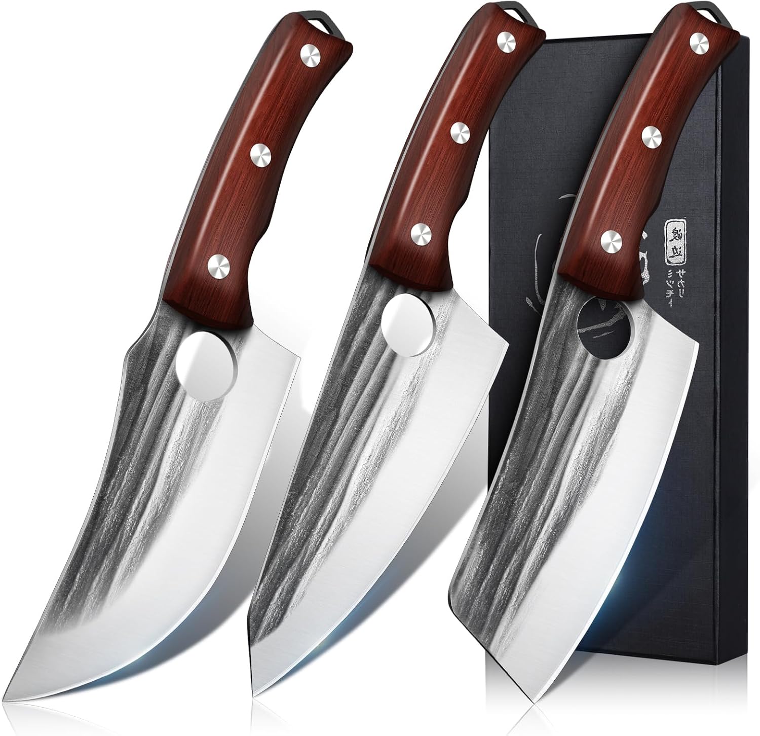 Hand Forged Chef Knife Set for Meat and Vegetables Cutting