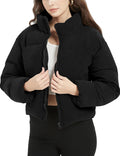 Womens Cropped Corduroy Puffer Jacket - Warm Quilted Crop
