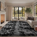 8x10 Ft Extra Large Shag Rug Dark Grey Tie Dye - Ultra Soft Comfort