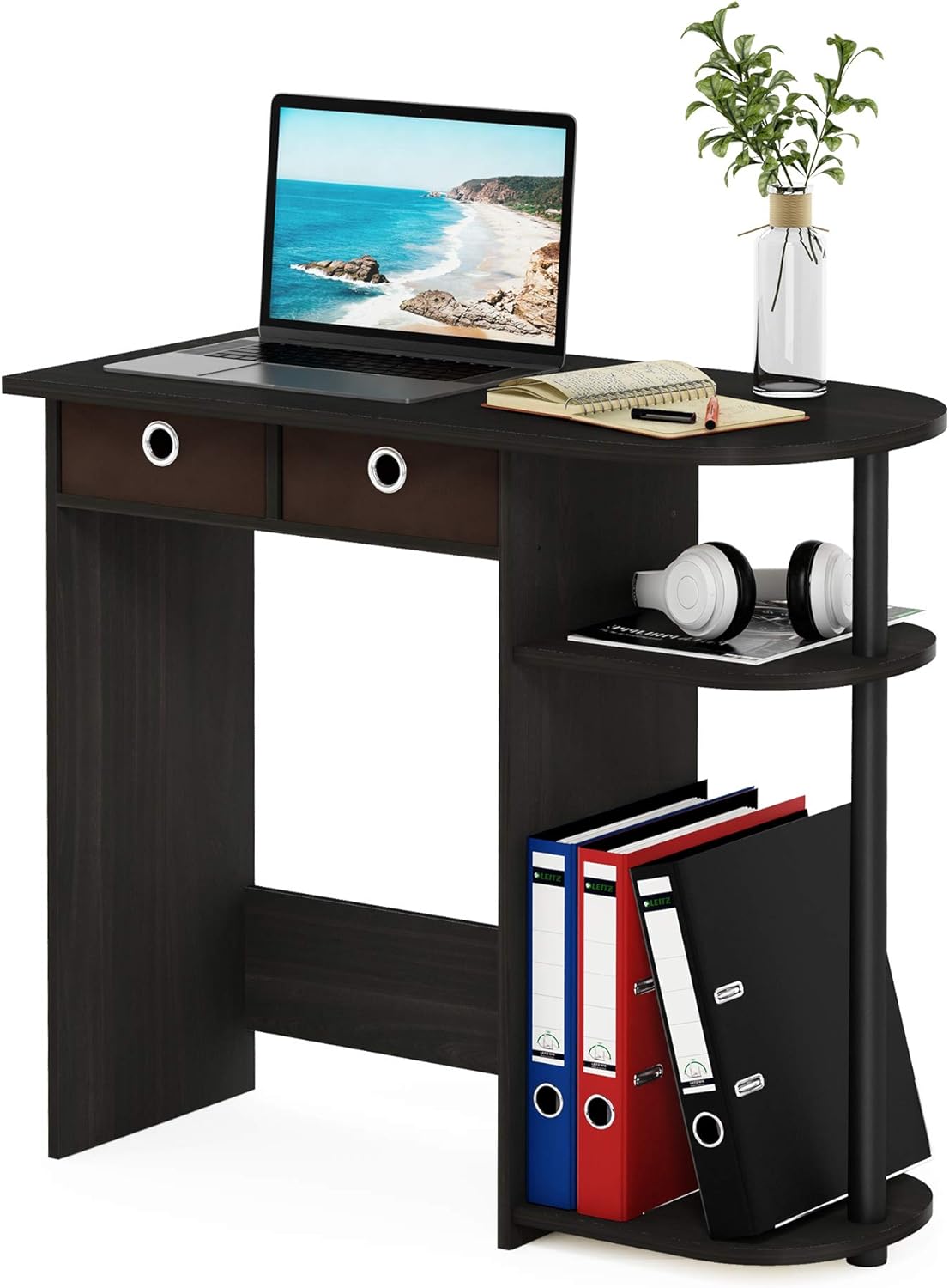 Furinno Go Green Home Laptop Desk with Storage Bins for Organization