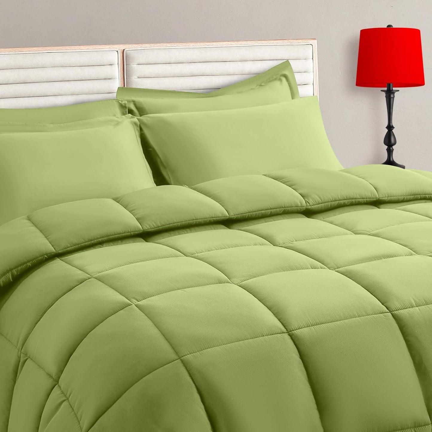 TAIMIT Sage Green King Size Comforter Set - 7 Pieces for Comfort