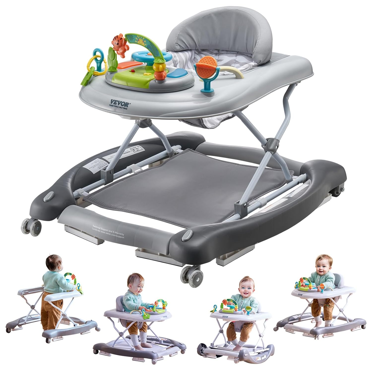 VEVOR Foldable 4-in-1 Baby Walker