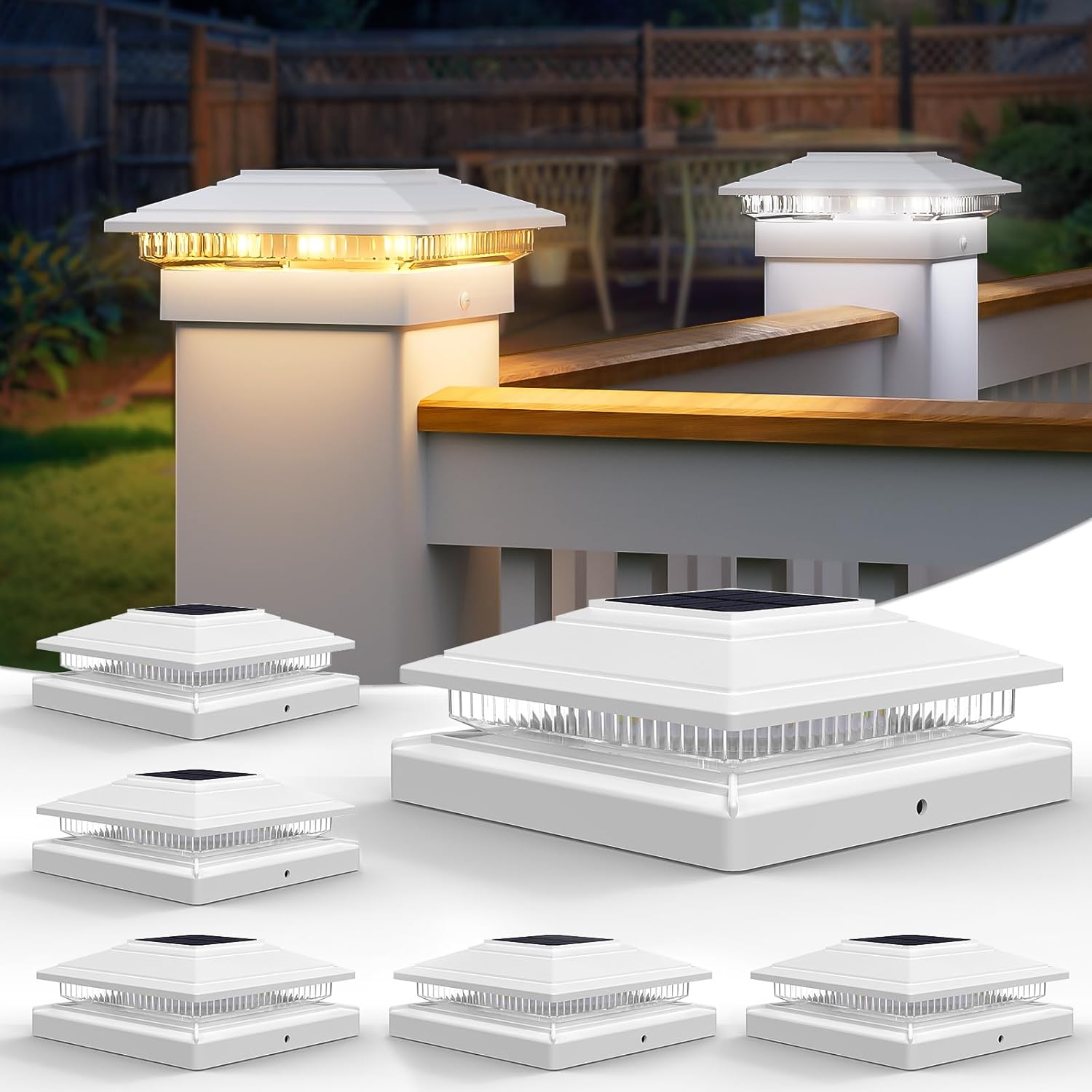 VOLISUN Solar Fence Post Lights - Waterproof Outdoor Cap Light