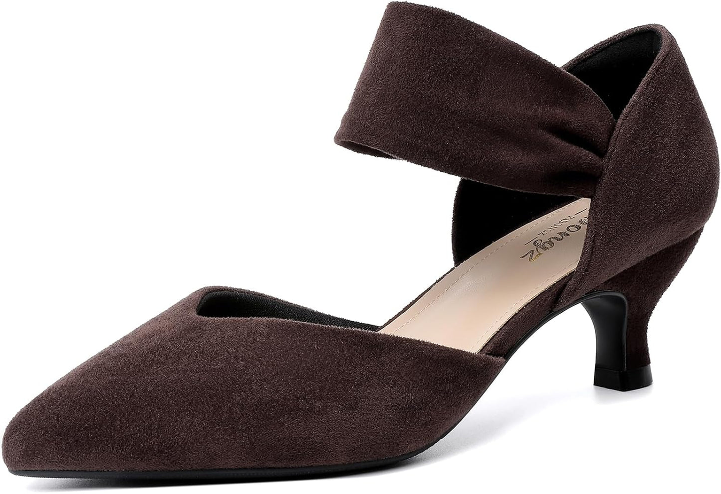 RIBONGZ Kitten Heels for Women: Comfortable Low Pointed Pumps