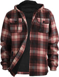 Heavy Thick Flannel Plaid Jacket Sherpa Fleece Lined Hooded Zip-Up Com