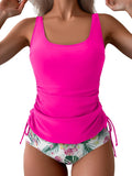 Tummy Control Tankini Swimsuit for Women - Ruched Two Piece Set