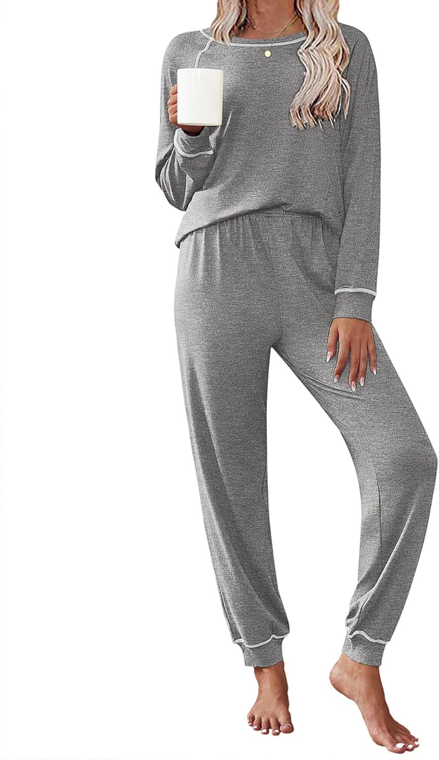 Ekouaer Pajamas Set for Women Soft Comfy Pjs Long Sleeve Sleepwear
