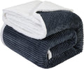 LBRO2M Striped Sherpa Fleece Blanket King Size for Cozy Comfort