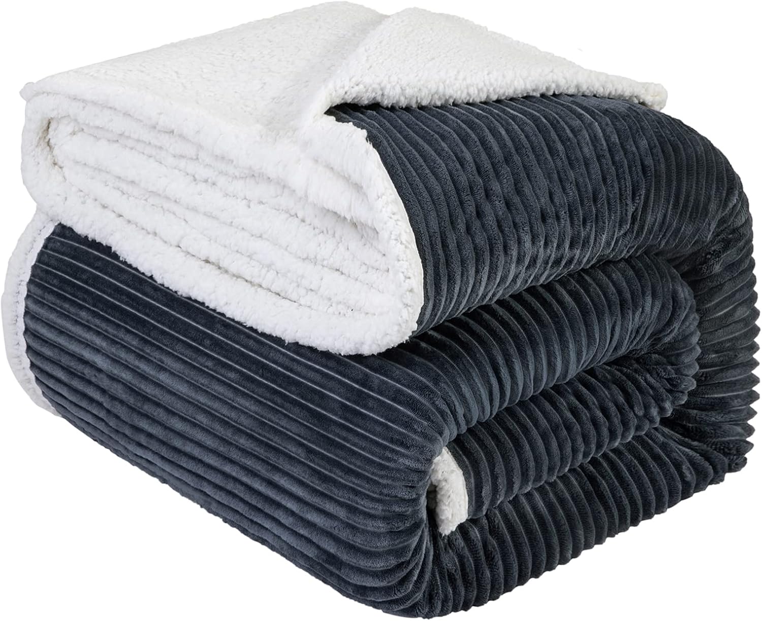 LBRO2M Striped Sherpa Fleece Blanket King Size for Cozy Comfort