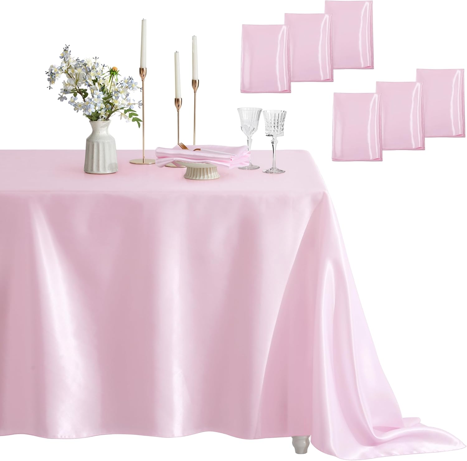 Satin Table Cover Rectangle 6 Pack for Elegant Dining Events