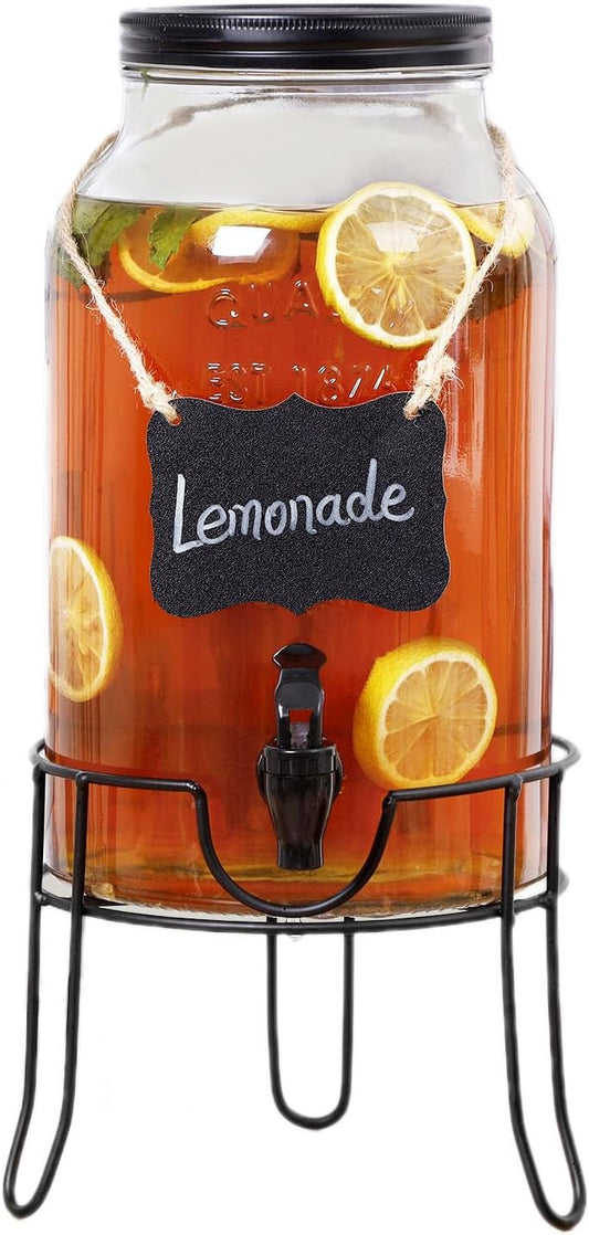 1.5 Gallon Glass Drink Dispenser for Parties and Events
