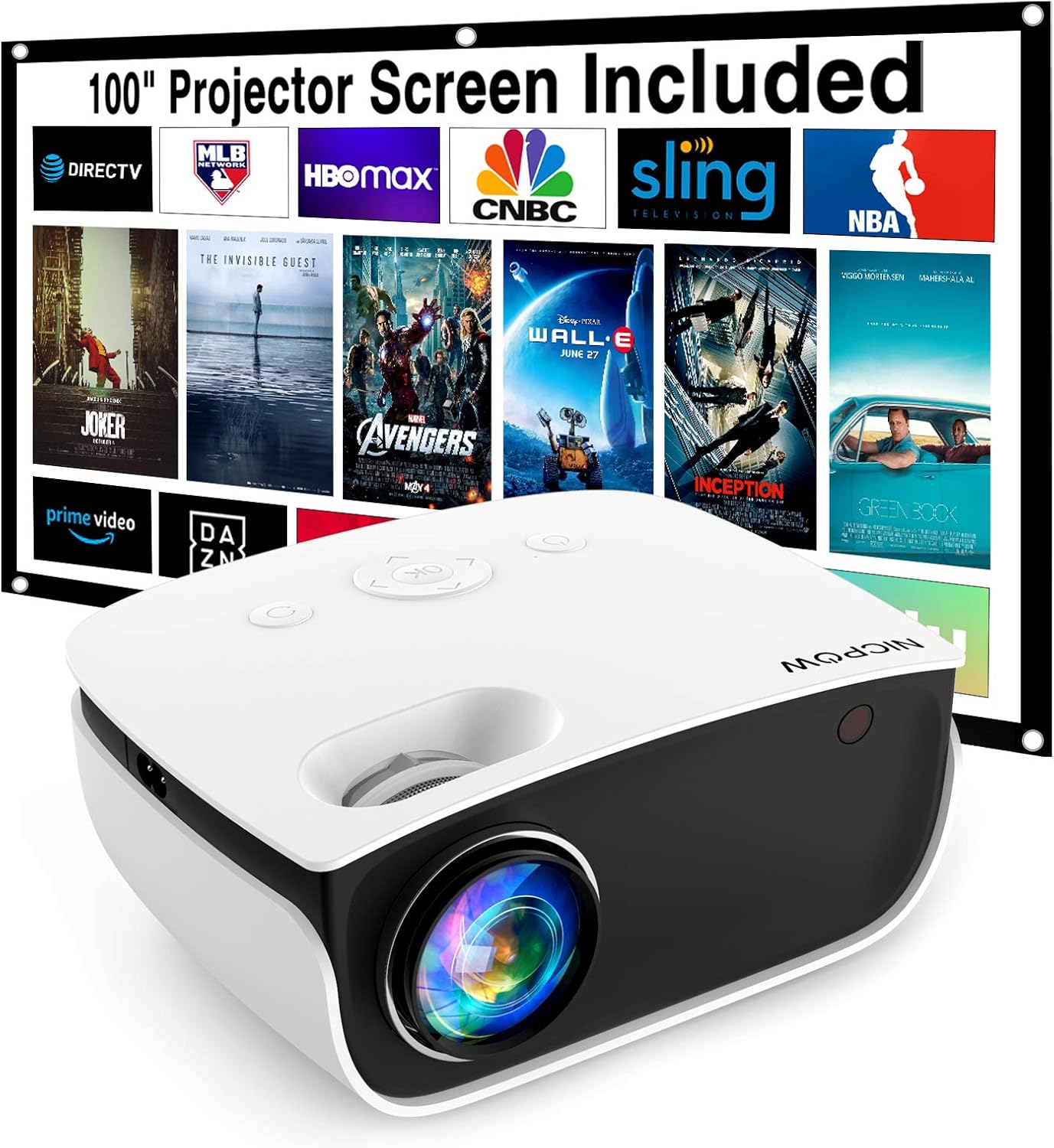 NICPOW 1080P Outdoor Projector: Theater-Quality Viewing!