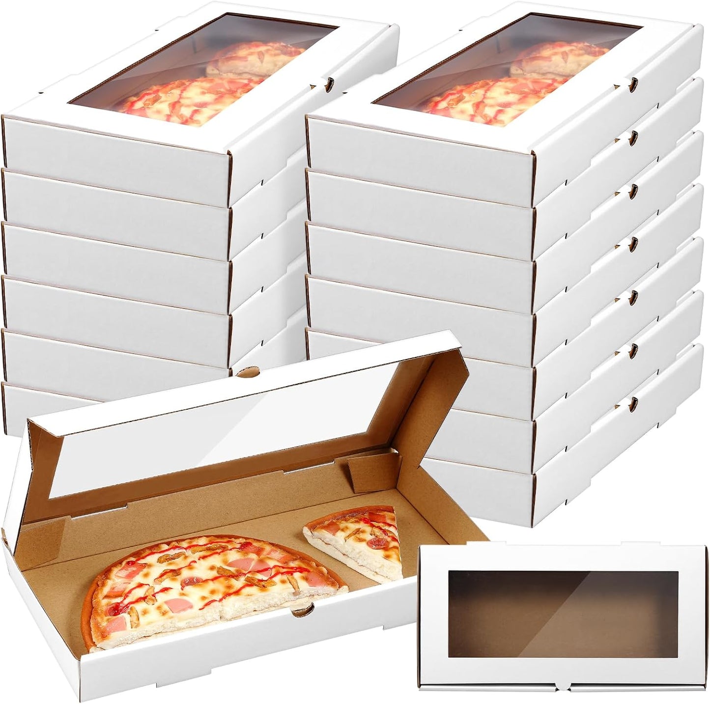 24 Pcs Pizza Boxes with Clear Window for Bakery and Pastry