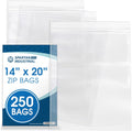 14 x 20 Reclosable Zip Plastic Bags 250 Count - Large Clear Storage