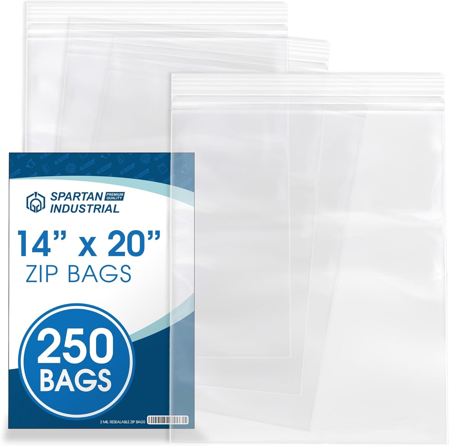 Spartan Industrial 14 X 20 Clear Reclosable Zip Bags - 250 Count