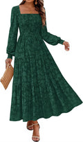 KIRUNDO Boho Floral Long Sleeve Maxi Dress - Flattering Smocked Fit