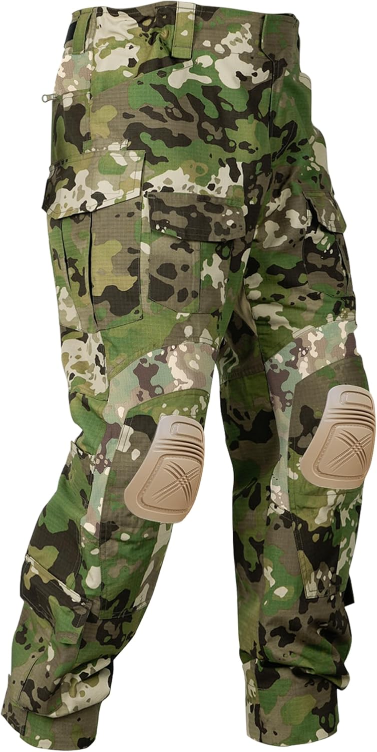 Mens Tactical Pants with Knee Pads Waterproof G3 Combat Camo