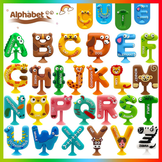 26PCS Educational Bath Suction Toy Set: ABCs & Animals