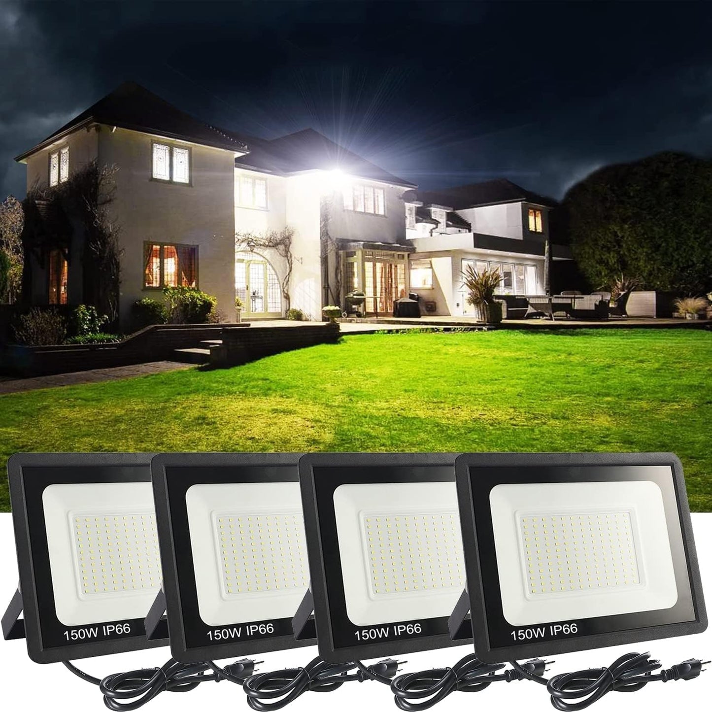 150W LED Flood Light Outdoor - Super Bright Security Lighting