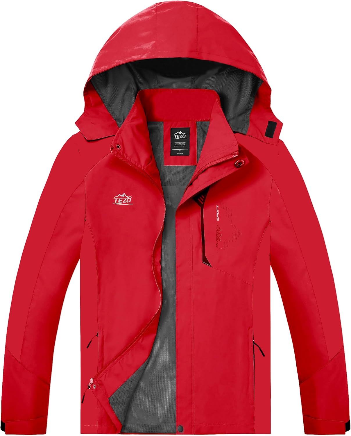 TEZO Mens Rain Jacket Waterproof Lightweight Windbreaker for Hiking