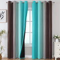 Brown and Teal Gradient Blackout Curtains 52Wx84L - Full Room