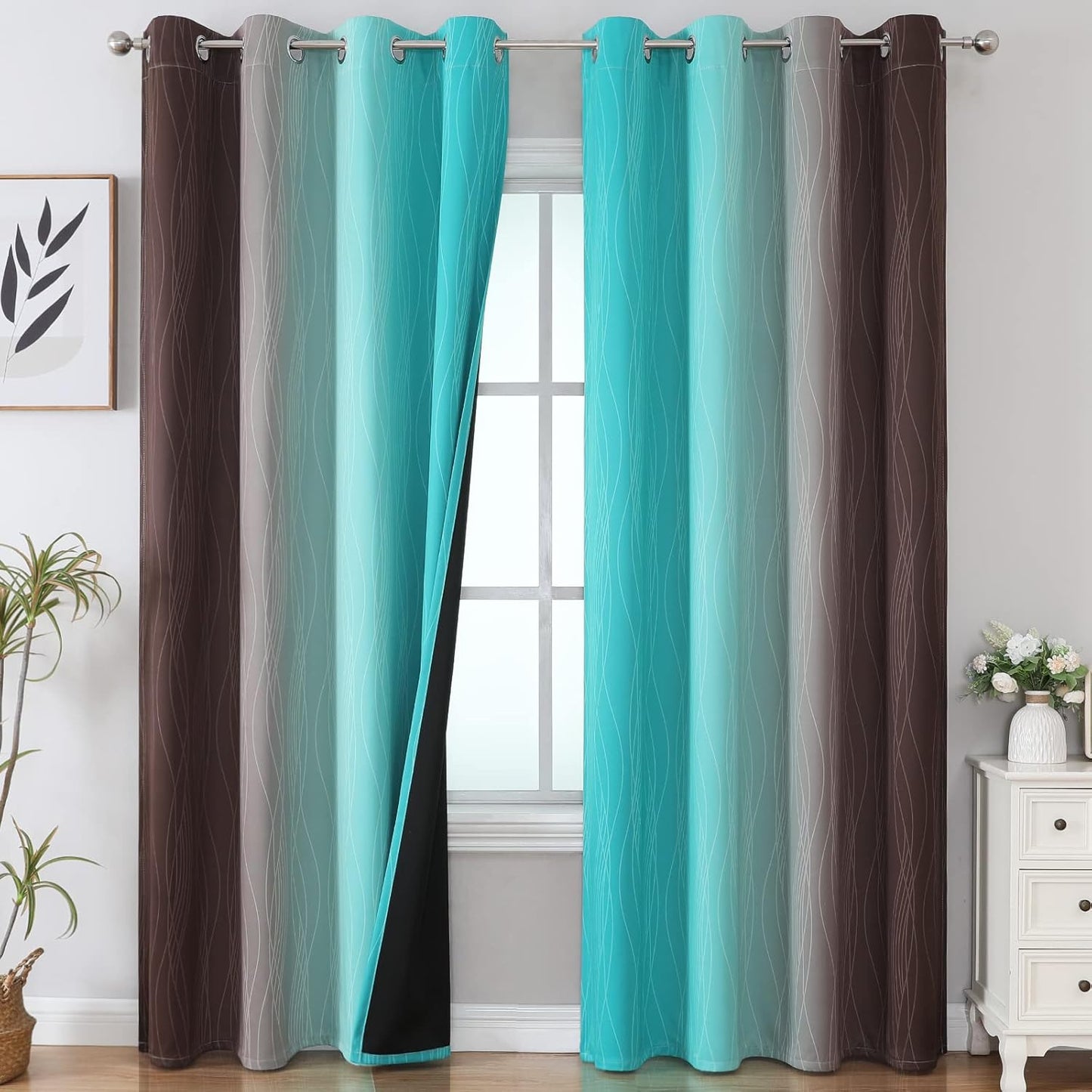 Ombre Thermal Insulated Blackout Curtains for Bedroom & Living Room