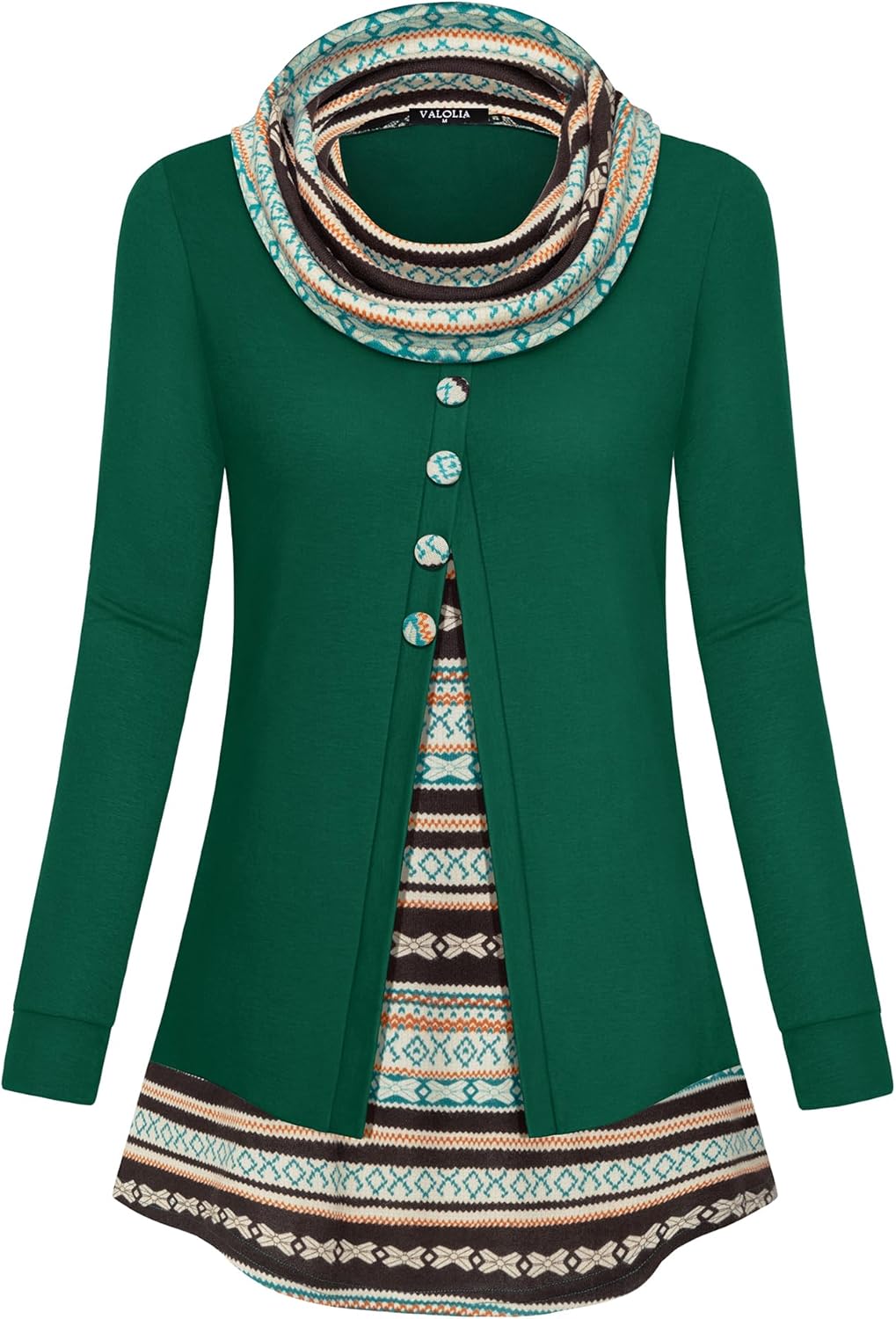 VALOLIA Womens Cowl Neck Long Sleeve Tunic Tops for Comfort