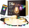 Smart Outdoor Patio Lights - 46ft RGB & Warm White String Lights - App