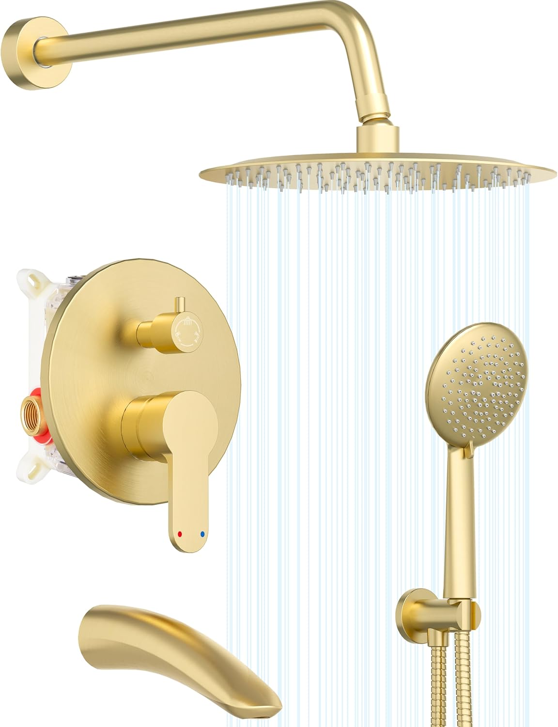 Gabrylly Shower System with Tub Spout and Rain Shower Head