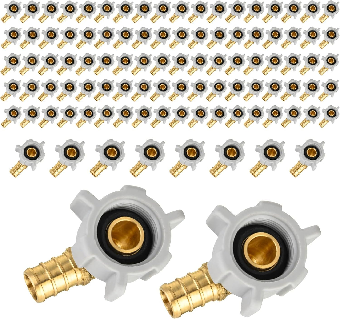 100-Pack Pex 1/2in Female NPT Swivel Elbow Brass Crimp Fittings