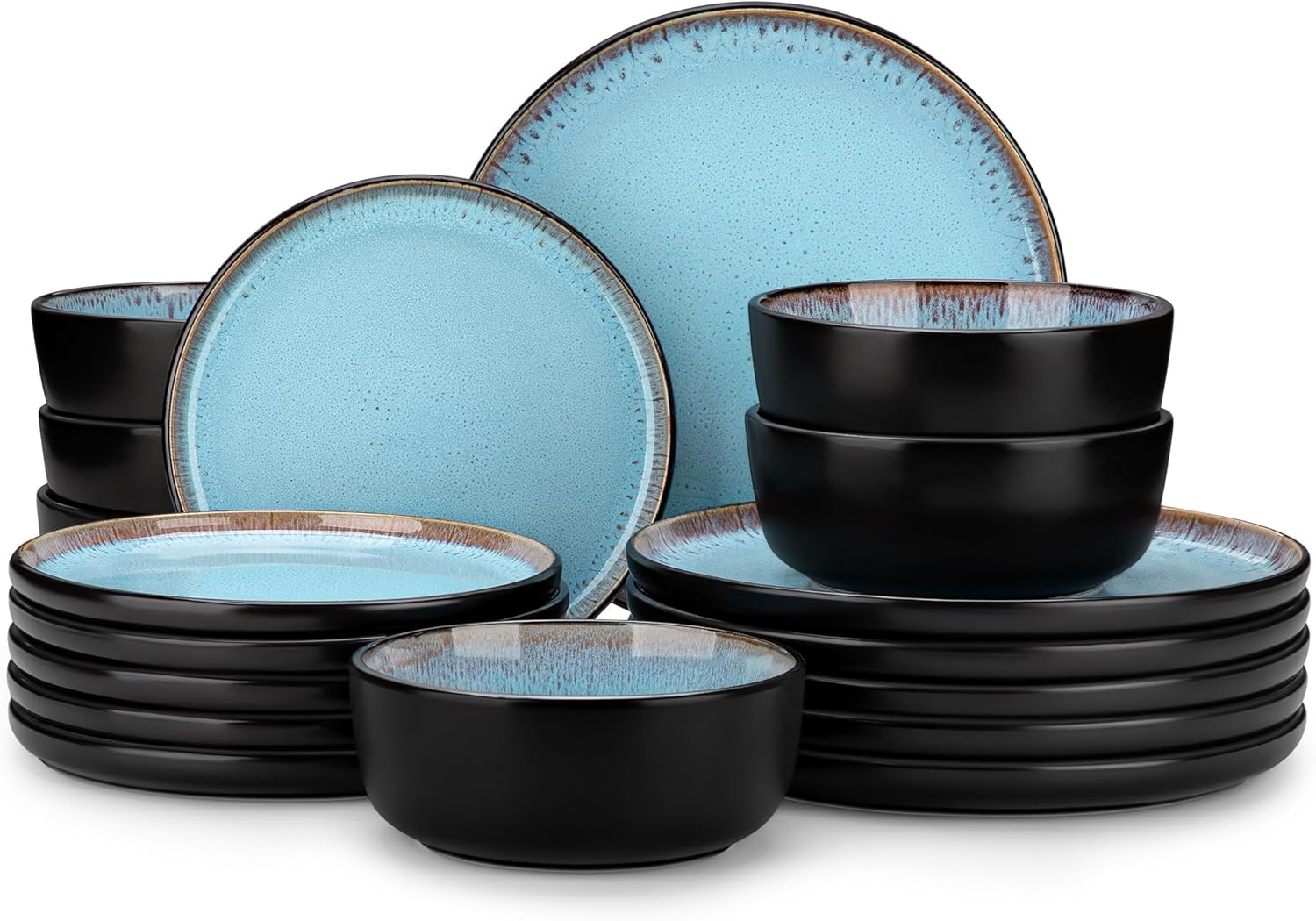 vancasso 18-Piece Stoneware Dinnerware Set for 6 in Sky Blue
