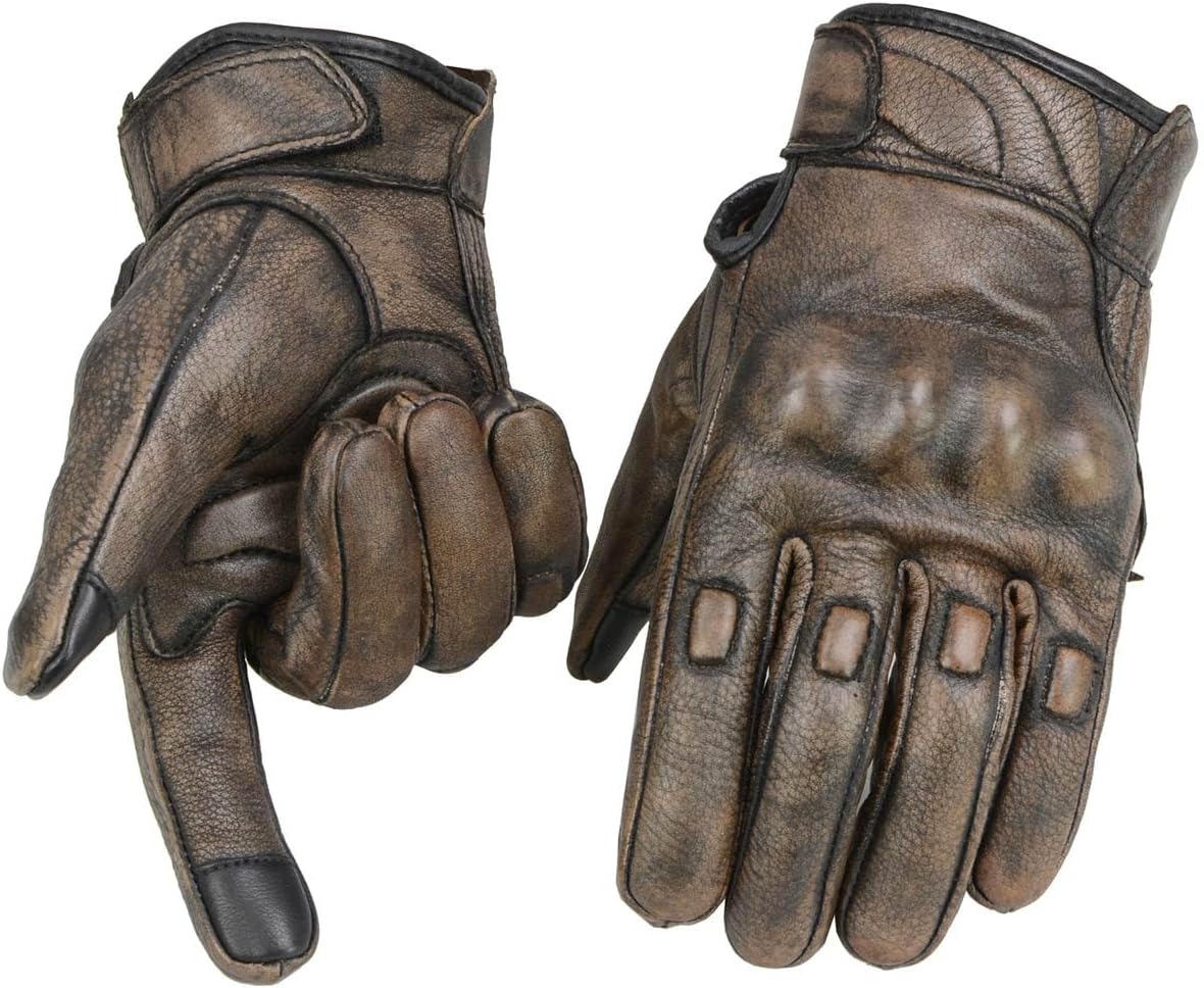Milwaukee Leather MG7514 Men's Brown Leather Motorcycle Gloves