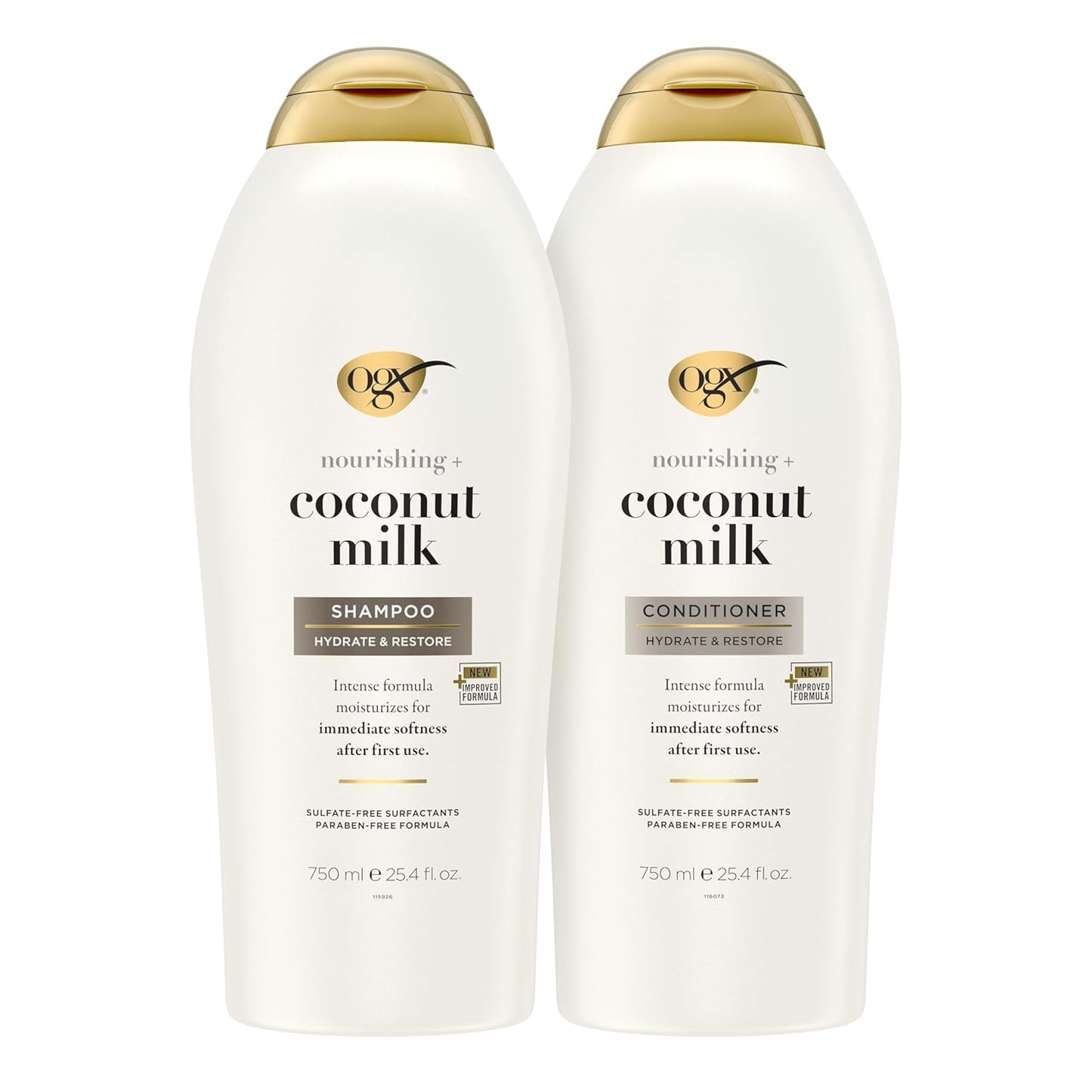OGX Coconut Milk Shampoo & Conditioner Set - Nourishing 25.4 Fl Oz x2