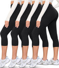 VALANDY Creamlush 4 Pack Capri Leggings for Women - Soft High Waist