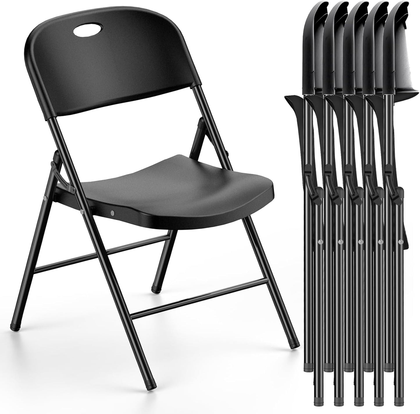 Heavy Duty Plastic Folding Chair with Reinforced Steel Frame