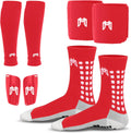 Soccer Grip Socks and Shin Guards Bundle - Complete Pitch Kit